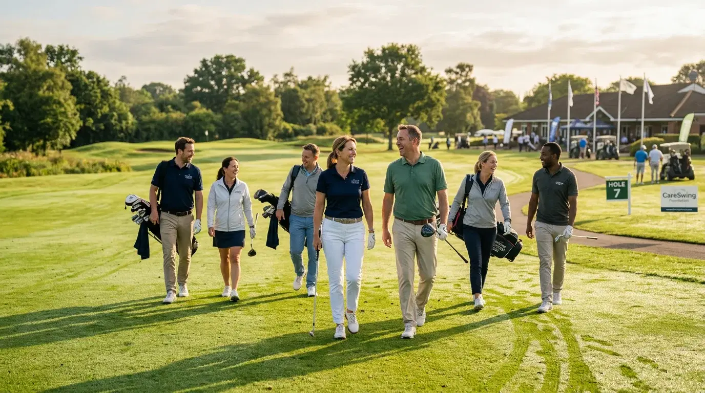 Jugadores en la cancha durante el Abierto de Golf por la Educación, el Emprendimiento y la Empleabilidad